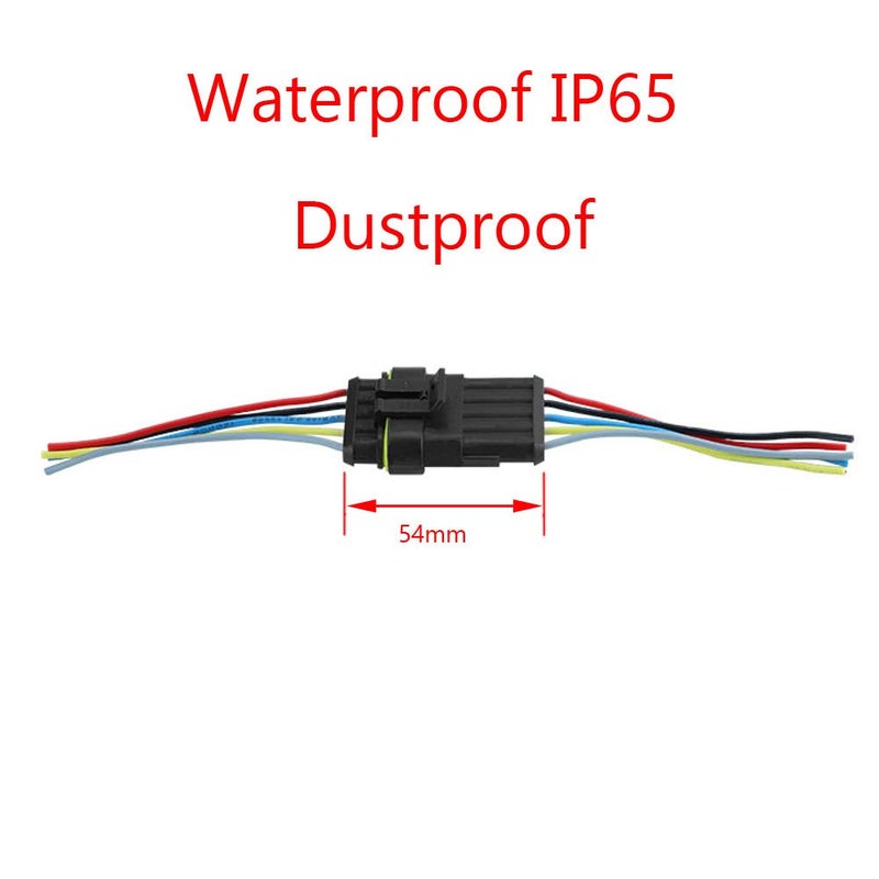 ESUPPORT 5 Pin Way Car Auto Waterproof Electrical Connector Plug Socket Kit with Wire AWG Gauge Marine Pack of 5 - Image 3